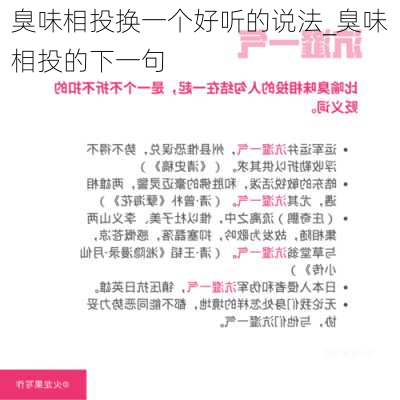 臭味相投换一个好听的说法_臭味相投的下一句