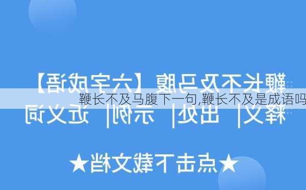 鞭长不及马腹下一句,鞭长不及是成语吗