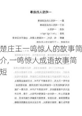 楚庄王一鸣惊人的故事简介,一鸣惊人成语故事简短