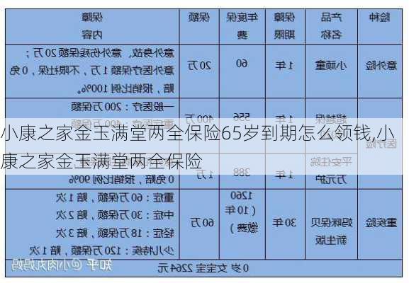 小康之家金玉满堂两全保险65岁到期怎么领钱,小康之家金玉满堂两全保险