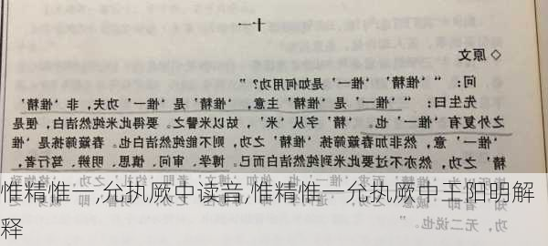 惟精惟一,允执厥中读音,惟精惟一允执厥中王阳明解释