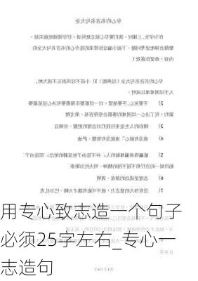 用专心致志造一个句子 必须25字左右_专心一志造句