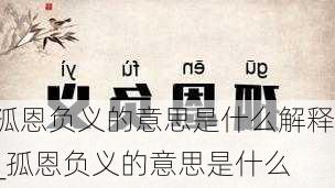 孤恩负义的意思是什么解释_孤恩负义的意思是什么