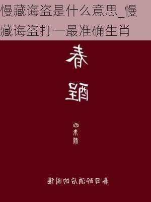 慢藏诲盗是什么意思_慢藏诲盗打一最准确生肖