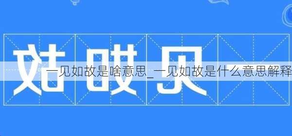 一见如故是啥意思_一见如故是什么意思解释