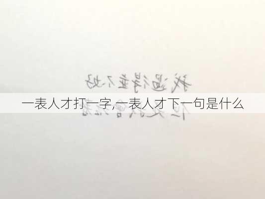 一表人才打一字,一表人才下一句是什么