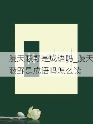 漫天蔽野是成语吗_漫天蔽野是成语吗怎么读