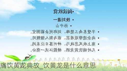 痛饮黄龙典故_饮黄龙是什么意思