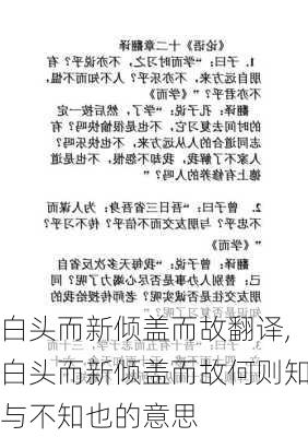 白头而新倾盖而故翻译,白头而新倾盖而故何则知与不知也的意思