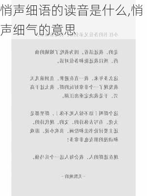 悄声细语的读音是什么,悄声细气的意思