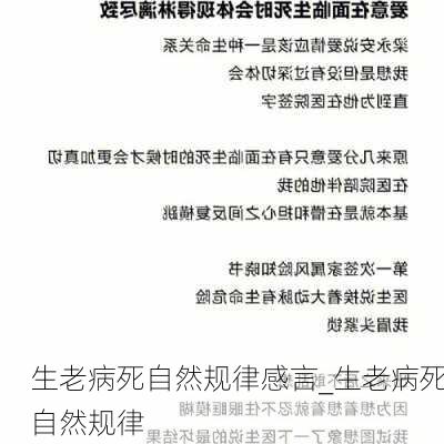 生老病死自然规律感言_生老病死自然规律