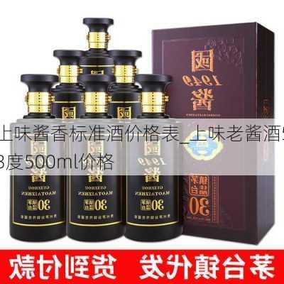 上味酱香标准酒价格表_上味老酱酒53度500ml价格