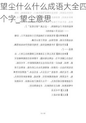 望尘什么什么成语大全四个字_望尘意思