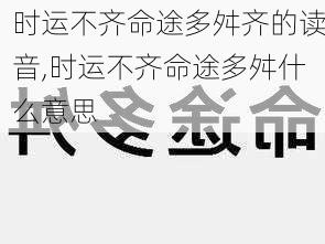 时运不齐命途多舛齐的读音,时运不齐命途多舛什么意思