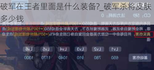 破军在王者里面是什么装备?_破军杀将皮肤多少钱