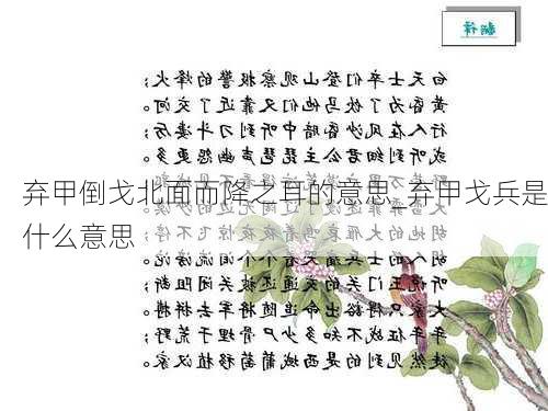 弃甲倒戈北面而降之耳的意思_弃甲戈兵是什么意思