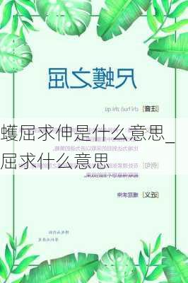 蠖屈求伸是什么意思_屈求什么意思