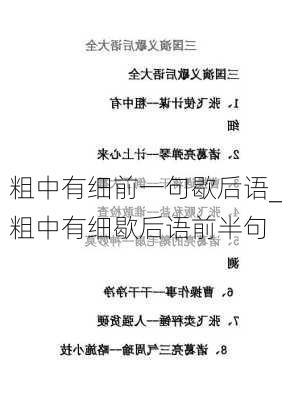 粗中有细前一句歇后语_粗中有细歇后语前半句