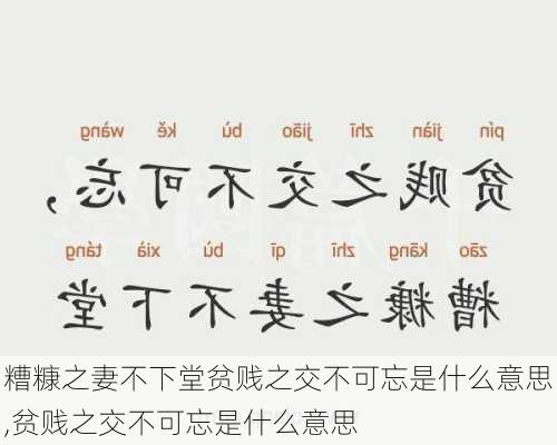 糟糠之妻不下堂贫贱之交不可忘是什么意思,贫贱之交不可忘是什么意思