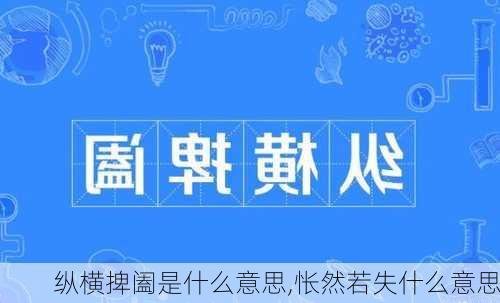 纵横捭阖是什么意思,怅然若失什么意思