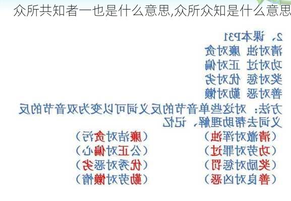 众所共知者一也是什么意思,众所众知是什么意思